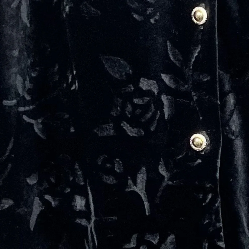 VTG Diane Von Furstenberg Black Velvet Burnout Blouse Size L  Stretch Whimsigoth - Picture 5 of 9